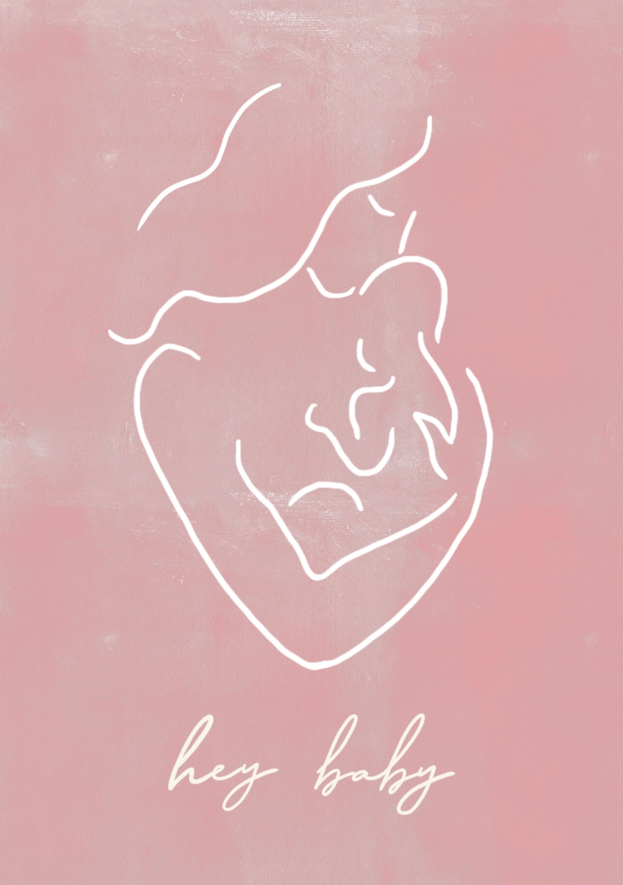 Hey Baby Card | peony pink