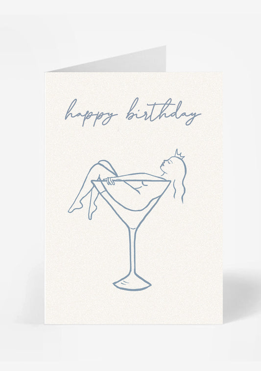 Happy Birthday Cocktail Card | powder blue